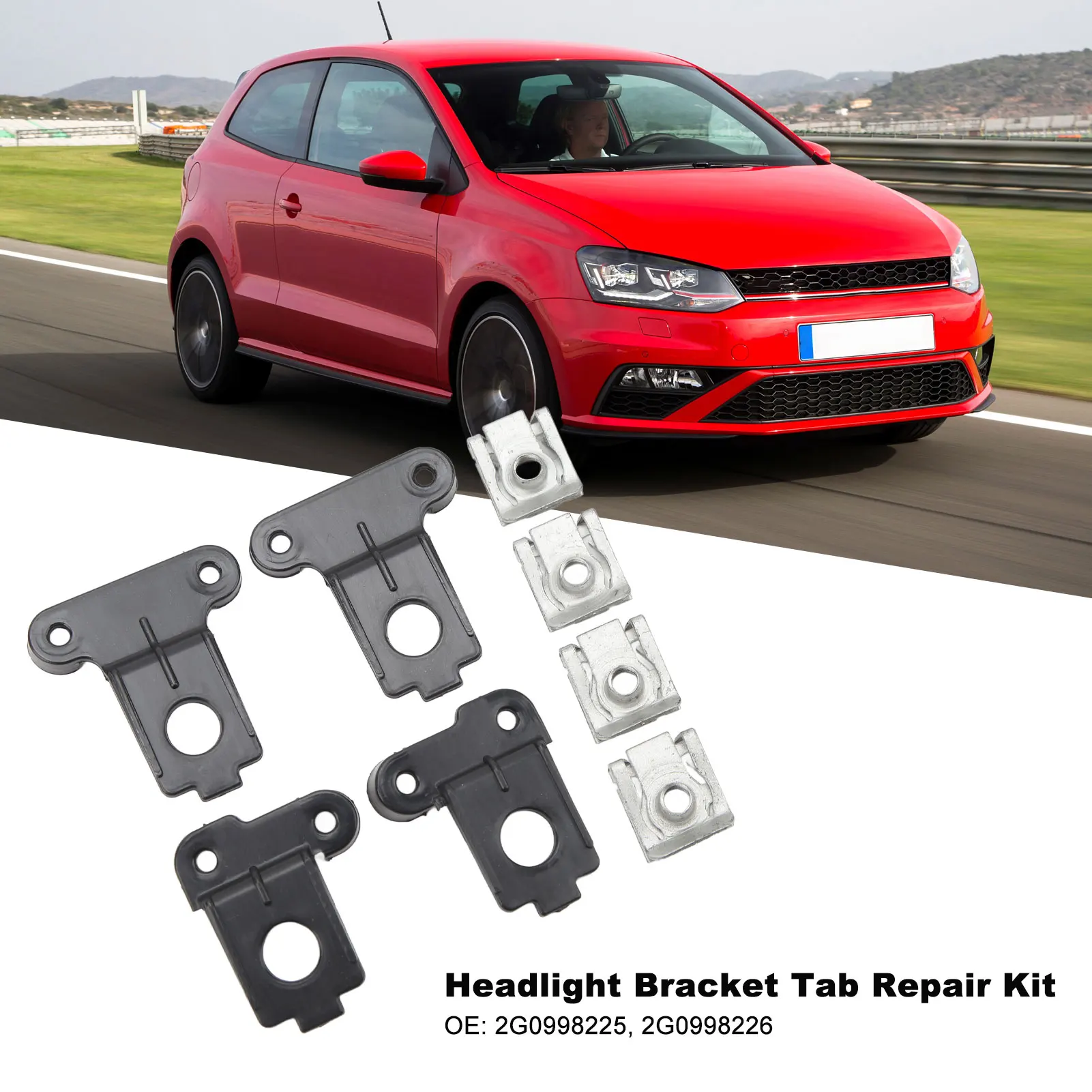 Left Right Side Headlight Bracket Tab Repair Kit Aluminium Alloy High Strength Stable Construction 2G0998225 2G0998226