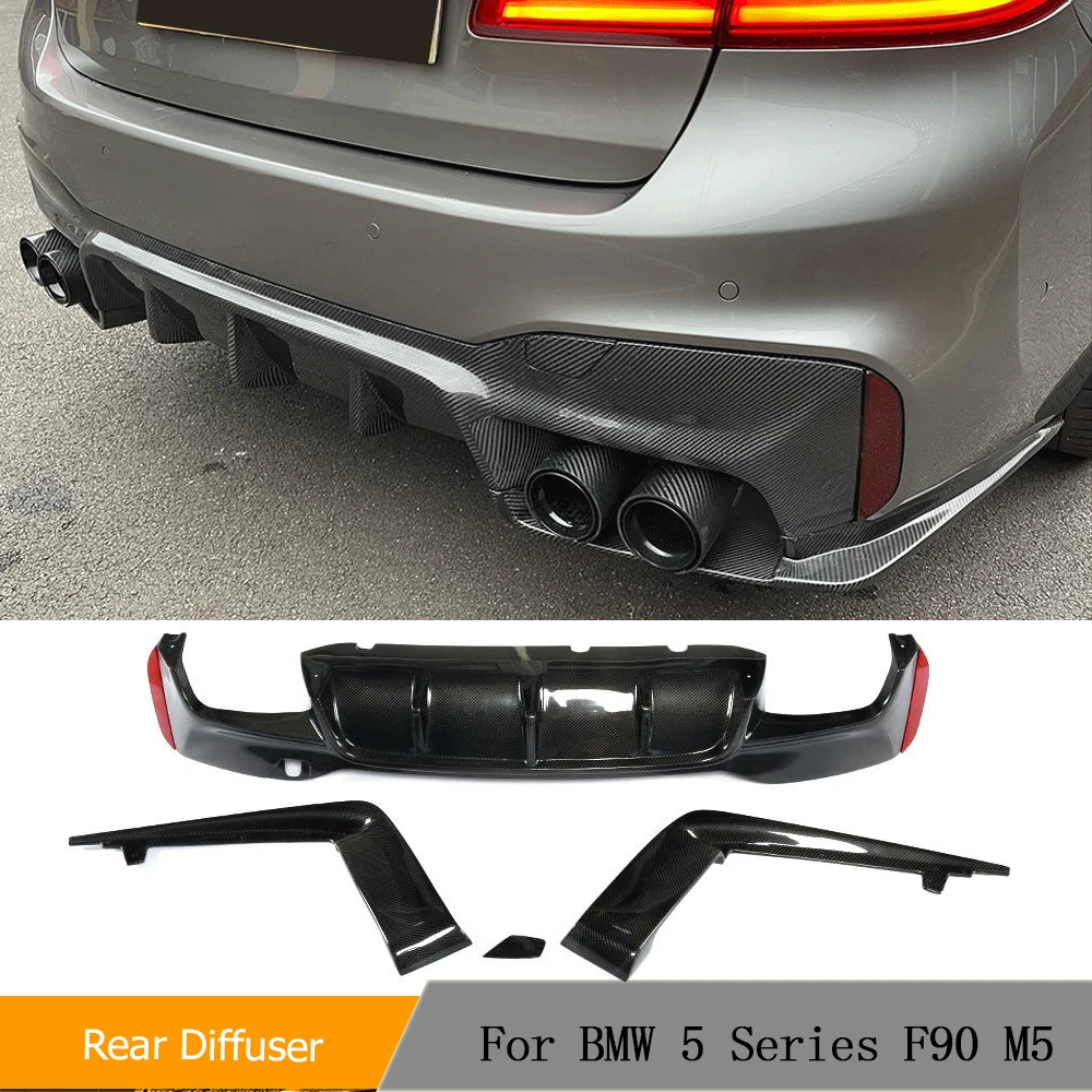 

Car Rear Bumper Diffuser Lip Spoiler for BMW 5 Series F90 M5 2018 - 2020 Rear Diffuser Lip Spoiler Real Carbon Fiber 3PCS/SET