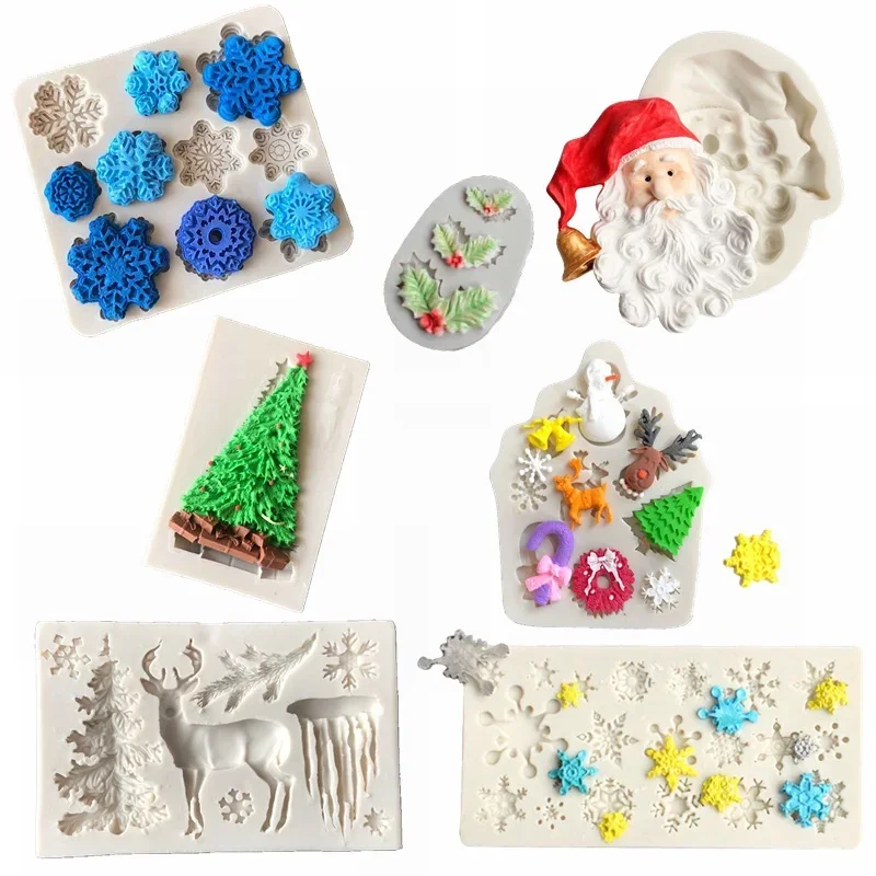 

Christmas Series Elk Snow Liquid Silicone Mold DIY Photo Frame Sugar Cake Baking Mold Decoration Tool