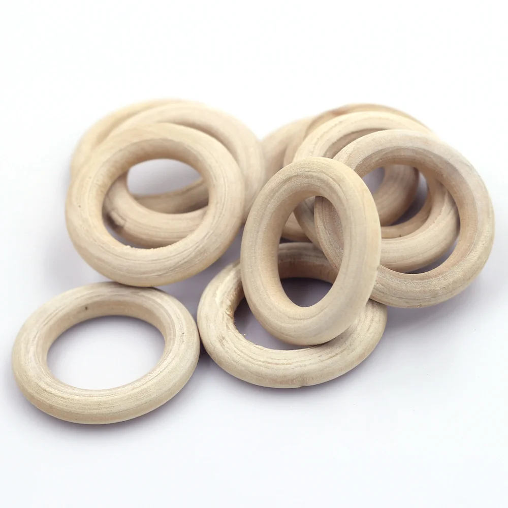 10PCS Natural Wood Circle Connectors 33mm Round DIY Jewelry Crafts Accessories Practice Kindergarten Handmade Material Supplies