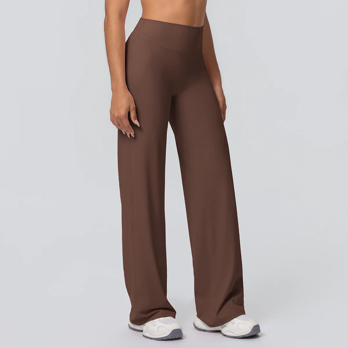 2025 New Double-Sided Fluffy Solid High-Waist Loose Breathable Yoga Wide Leg Trousers Running Fitness Yoga Flare Pants