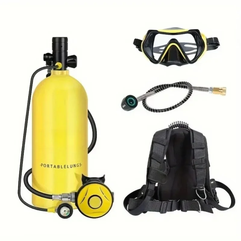3L Mini-Tauchflaschen-Komplettset, bis zu 30-40 Minuten Unterwasser-Tauchzeit, tragbare Tauchausrüstung mit HD-Klarsichtmaske für Wassersport