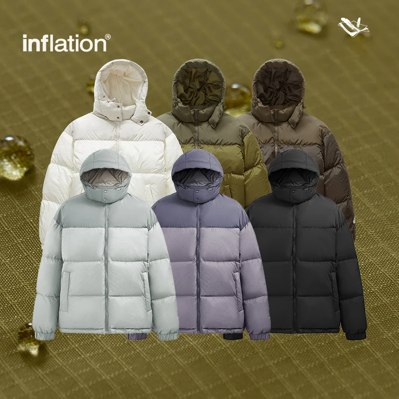 INFLATION High-Neck Hooded Puffer Jacket for Men 2024 New Arrival 90% Down Outdoor Warm Winter Coat