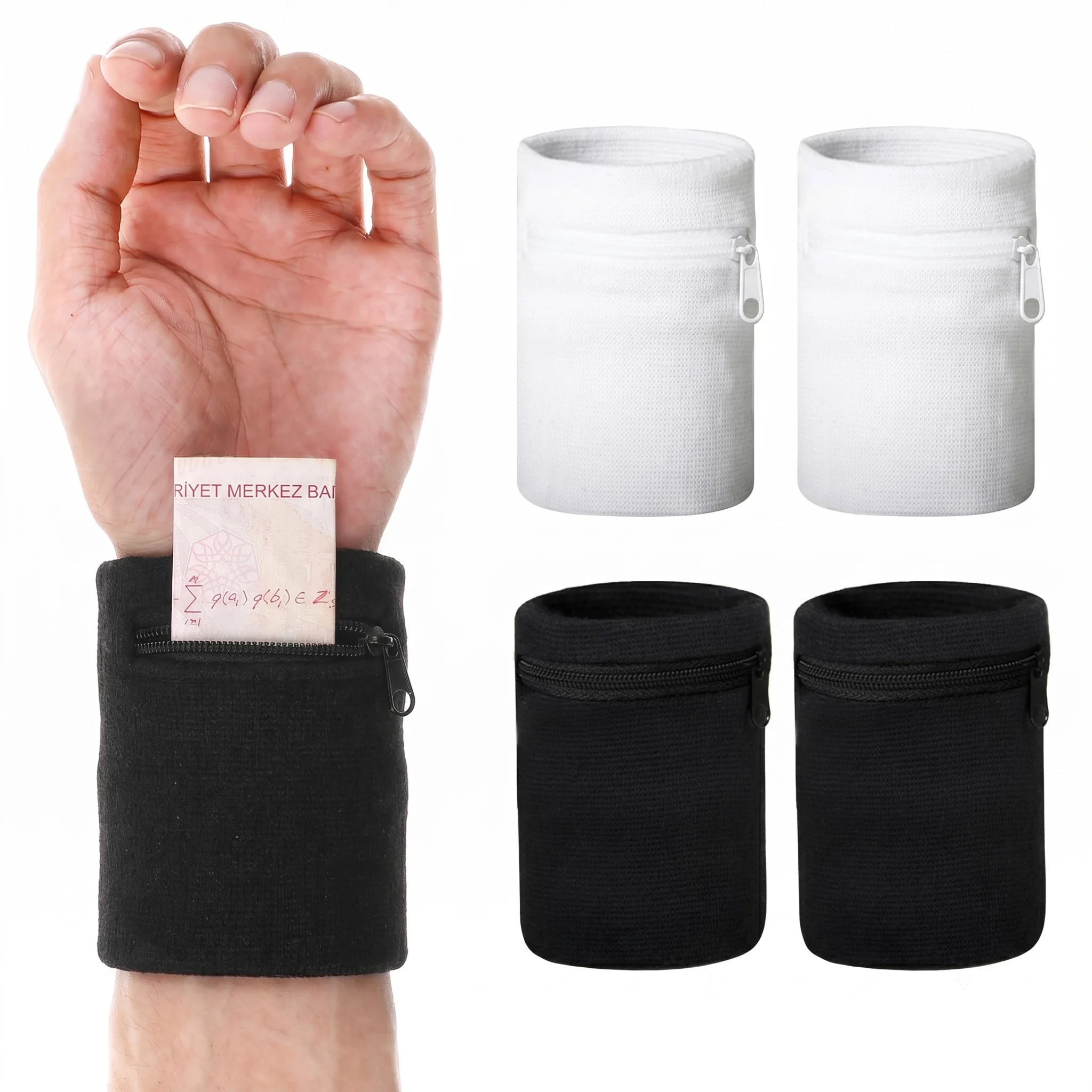 Authentic Basketball Running Sports Wipe Polyester Cotton Zipper Wrist Guard Sweat Absorbing and Wiping Wrist Guard Zero Wallet