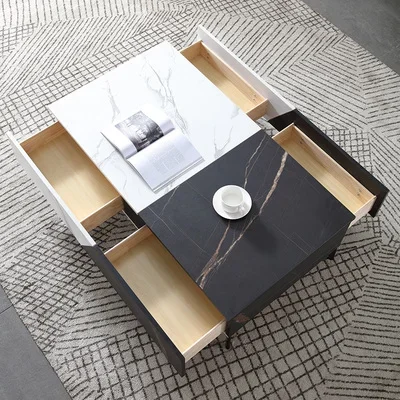 

# Marble Coffee Table TV Cabinet Combination Modern Minimalist Light Luxury Living Room Rectangular Coffee Table Storage #