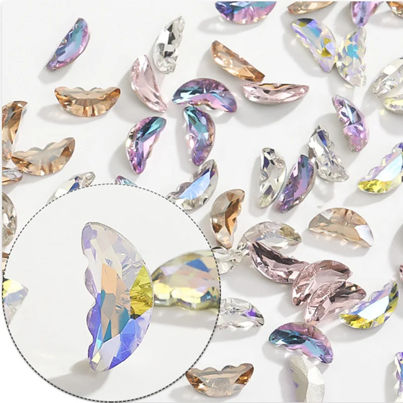 20PCS Half Butterfly Wings Nail Art Rhinestone Charms Accessories Manicure Decor Parts Nails Decoration Materials Supplies Tool