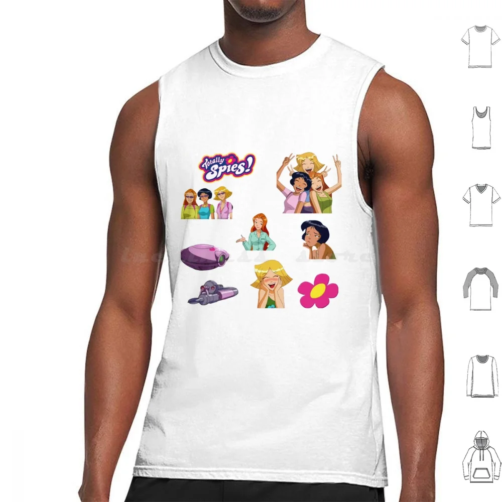 Totally Spies Tank Tops Vest Sleeveless Totally Spies Alex Spies Clover Sam Cartoon Nostalgia Totally Logo Pink Vsco 2000s