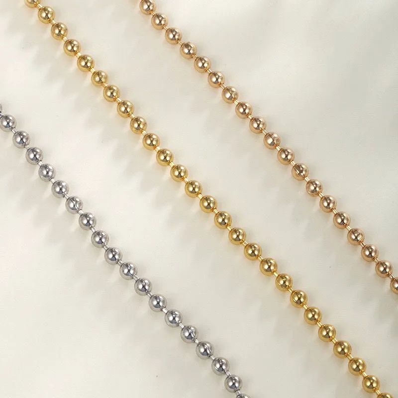 XP Jewelry --( 2 mm x 45cm ) 18 k / 24 k Pure Gold Plated Small Beads Chian Necklaces for Women Fashion Jewelry Nickel free