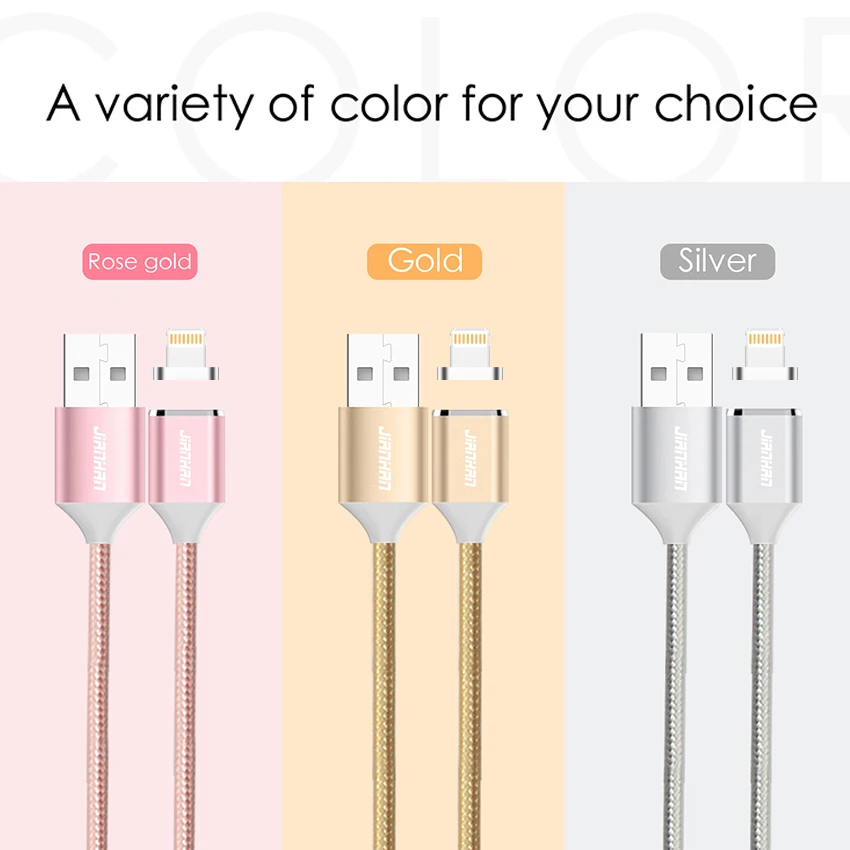 JianHan Magnetyczny kabel ładujący do Lightning 1m Szybkie ładowanie Magnetyczny kabel ładujący do iPhone 12 11 Pro XS Max X XR 8 7 6 6S Plus — zdjęcie produktu 6