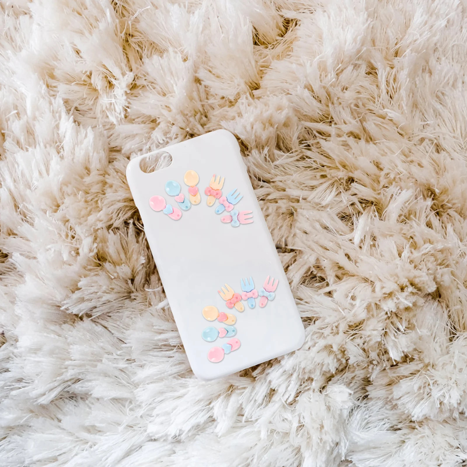 

60Pcs Phone Case Decor DIY Cute Fork Spoon Heart Charms Kit Mobile Accessories Girls Creative Charms Kit