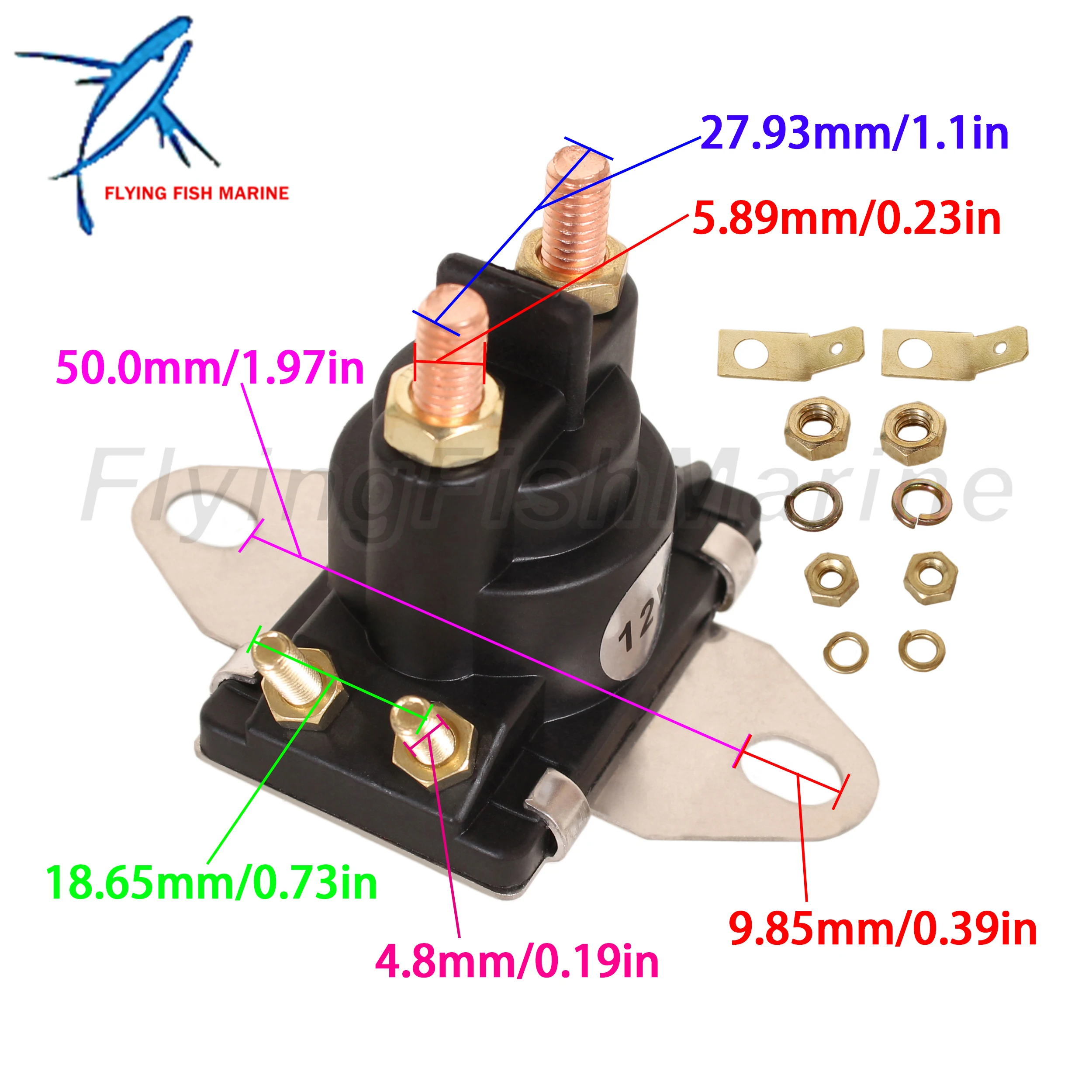 Outboard Motor 89-96054T 89-96054 8M0185149 Starter Relay / Solenoid Switch for Mercury Mercruiser Marine 8HP-115HP, fit Sierra