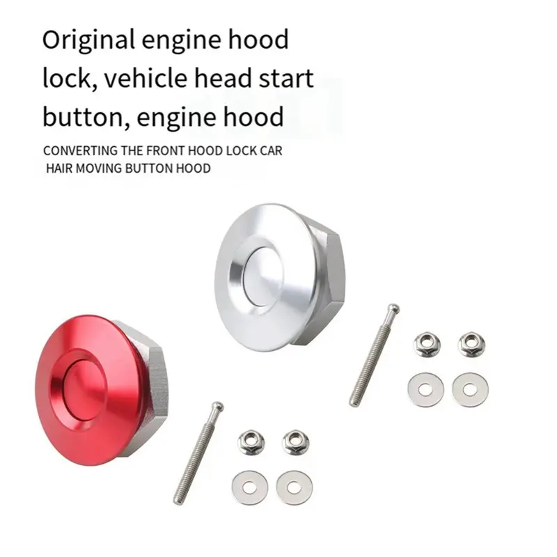 AB96-For Racing Car Front Bumper Hood Pin Engine Bonnet Lock 4Pc 32Mm Aluminum Universal Push Button Quick Release Silver