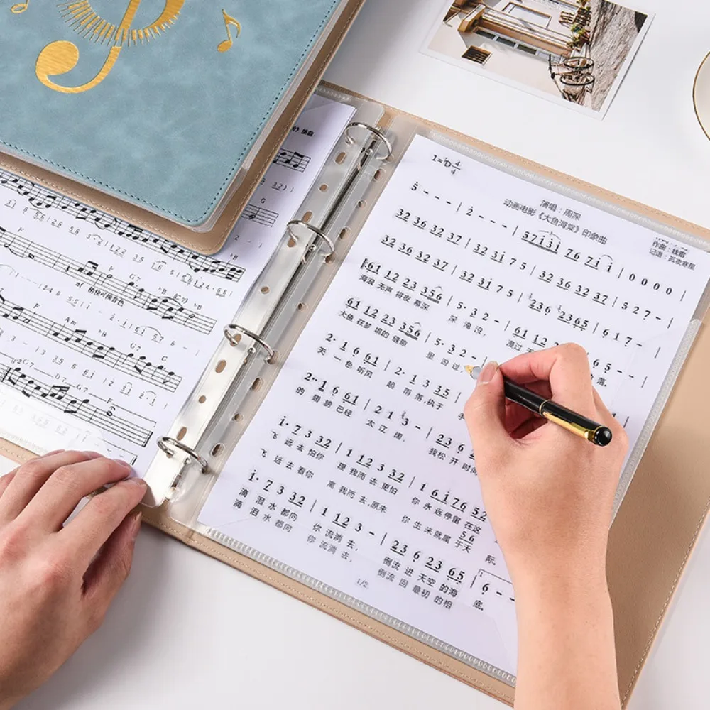 유연한 느슨한 잎 음악 악보 폴더, 분리형 피아노 악보 파일 폴더, 글자 크기에 적합, 쓰기 가능, 20 페이지