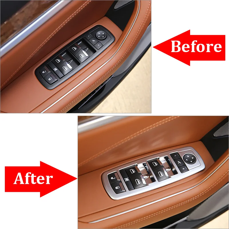 For Maserati Levante 2016-2021 ABS Chrome Car Window Armrest Glass Lift Switch Decoration Cover Trim Interior Accessories