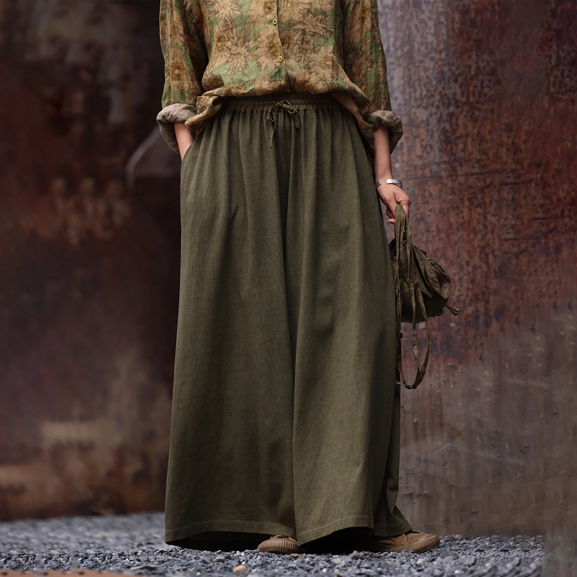 

Женские повседневные брюки из чистого хлопка с эффектом потертости, с высокой талией, широкими штанинами, универсальные, удобные, прямого кроя