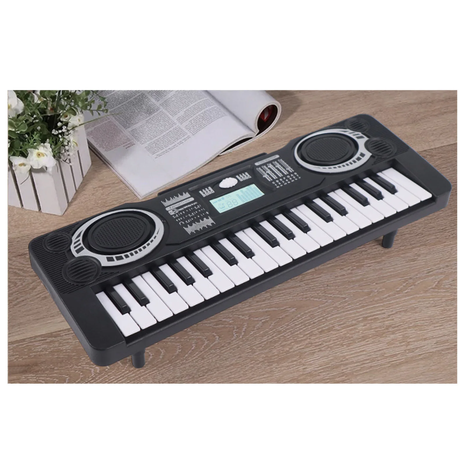 Clavier pour Enfants - 37 touches, avec microphone, USB, Zwart Clavier pour Enfants - 37 touches, avec microphone, USB, Zwart