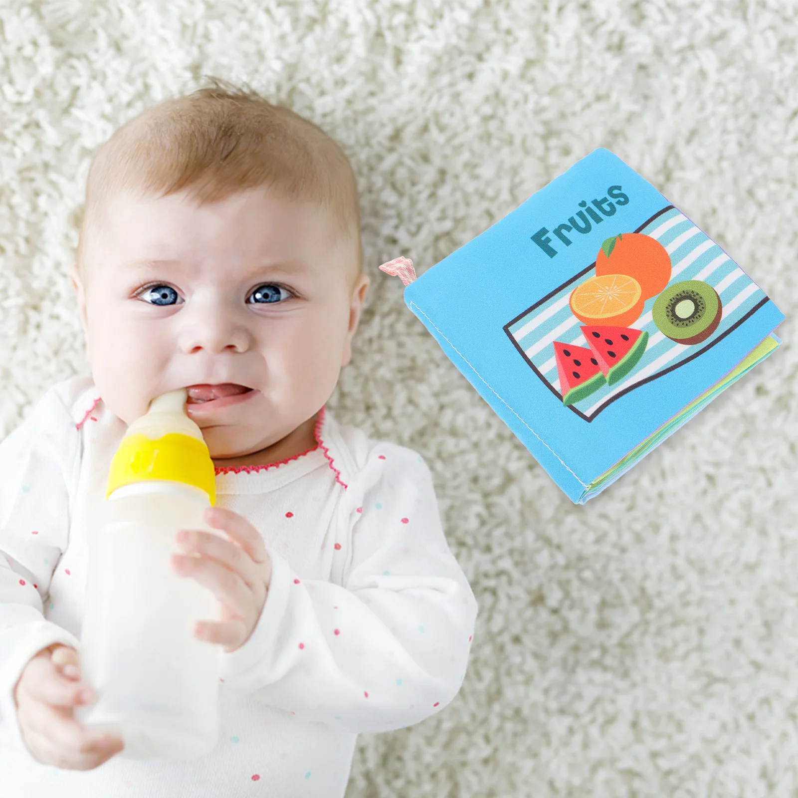 Soft Baby Cloth Bath Book Crinkle Sound Pages Early Learning Cartoon Fruit Recognition Infant Interactive Bath Book