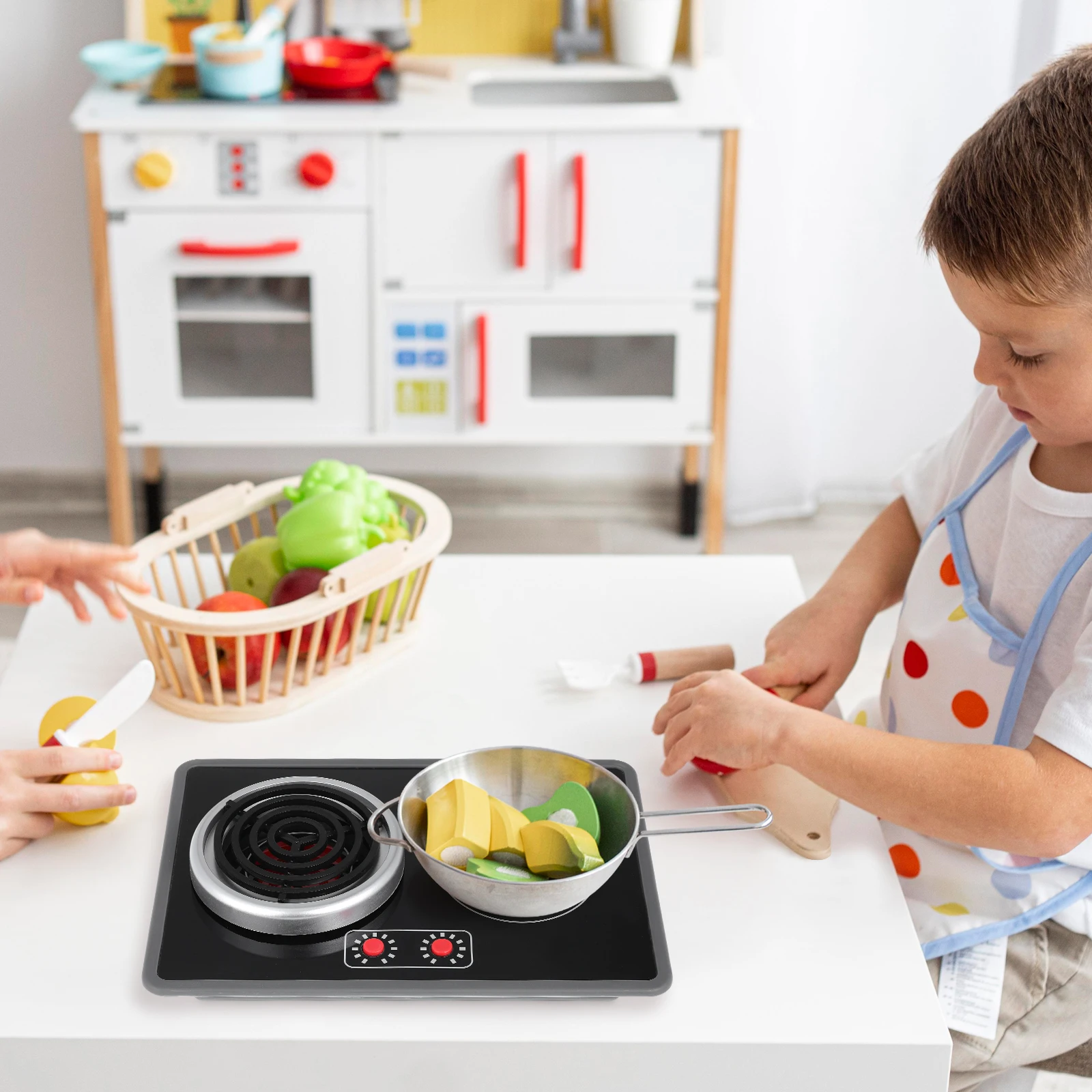 1 Set Kids Kitchen Accessories Realistic Induction Cooker Lights Sounds For Toddlers 1-3 Years Kitchen Playset Pretend Play