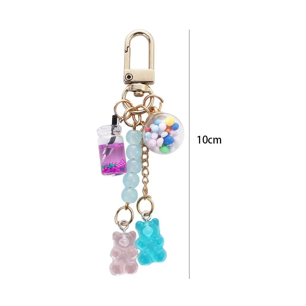 Cute Candy Color Resin Gummy Bear Keychain Cartoon Animal Bear Key Ring For Women Bag Pendant Fashion Jewelry Gift