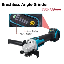 100/125mm Brushless Angle Grinder Machine Cutting Cordless Woodworking Electric Angle Grinder Power Tool Grinder Accessories