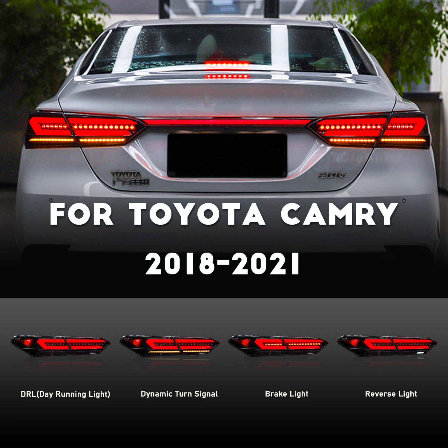 HCMOTIONZ Taillights For Toyota Camry 2018 2019 2020 2021 2022-2024 High Quality Car Accessories A Pair Rear Lamp Plug And Play