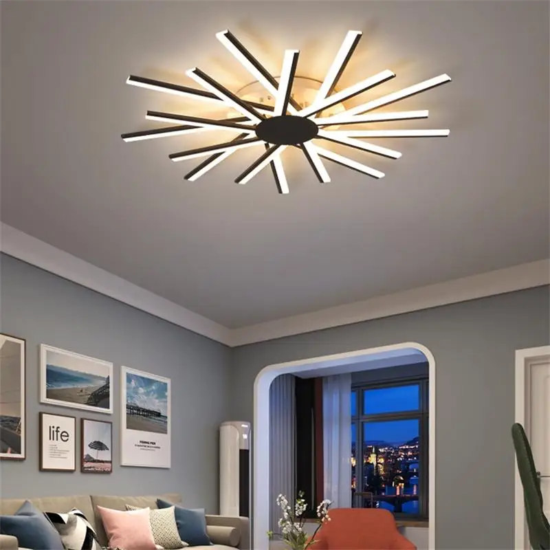 Acrylic Chandelier Bedroom Living Room Indoor Lighting Lamp Gold Black White Color Lamp Flower Shape Dropship AC85-260V Deco