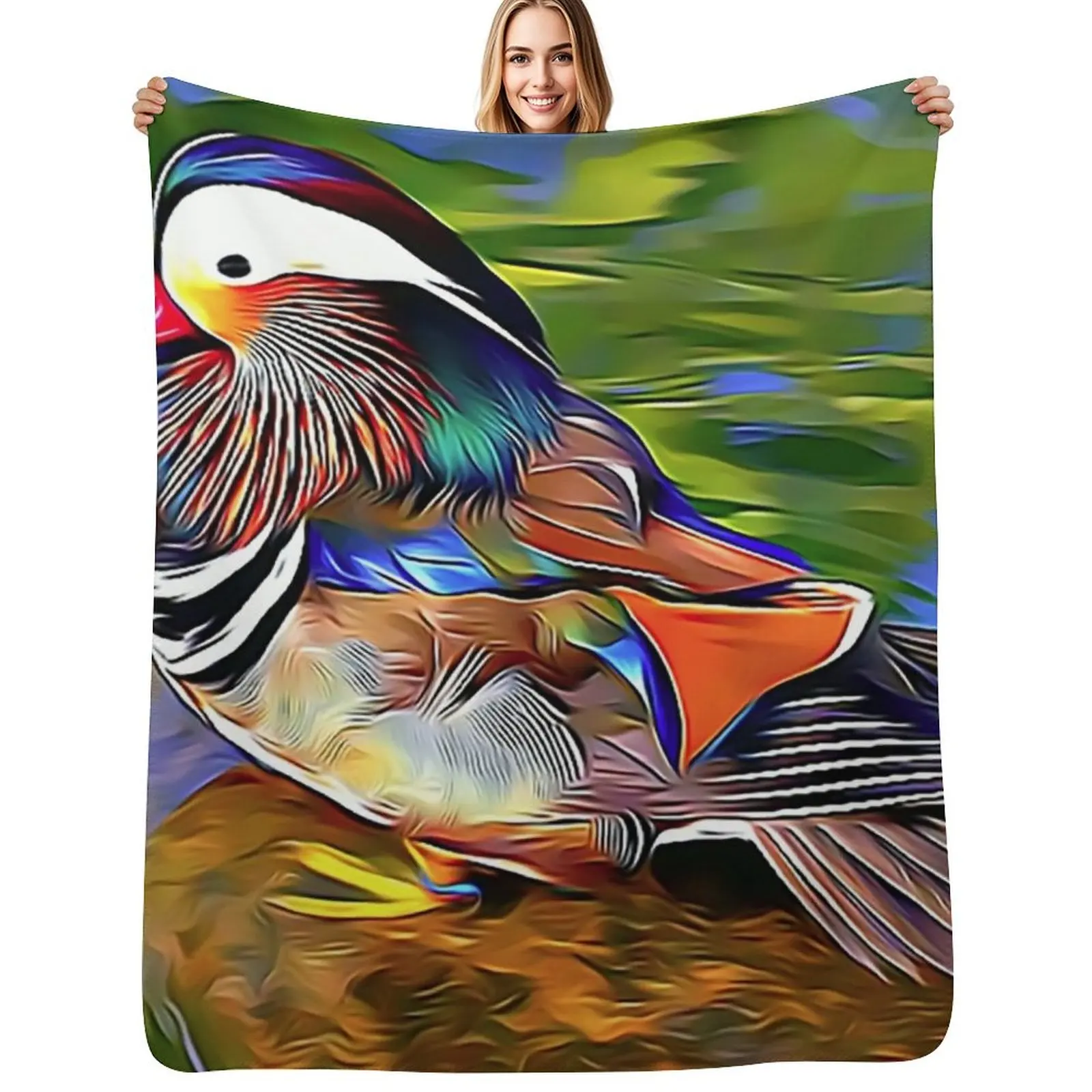 The Mandarin Duck Throw Blanket Durable Warm Blanket for Daily Home Use