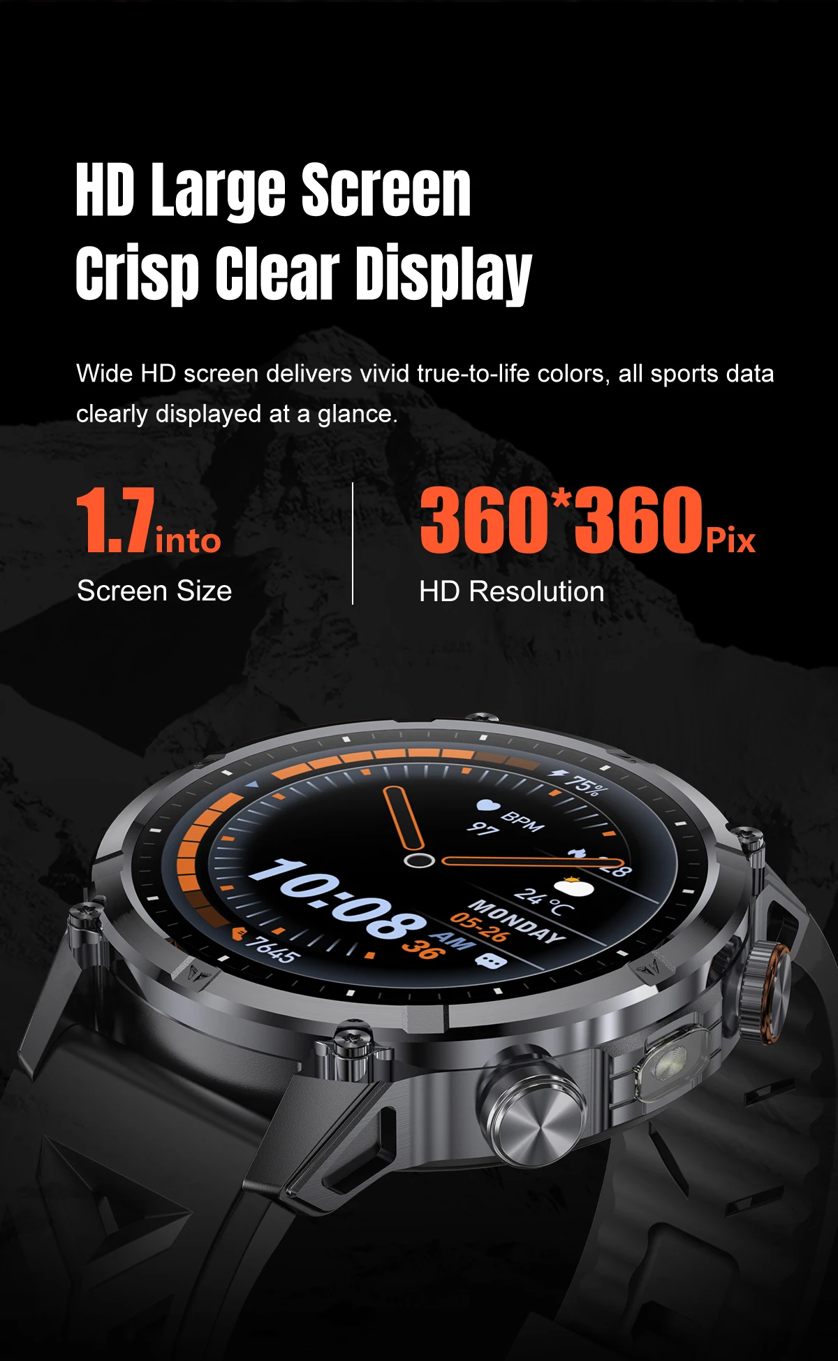 2026 neue 1400mAh Ultra-Langzeit-Standby-Smartwatch, speziell für Outdoor-Abenteuersportarten, drahtlose Kommunikation und Kompass entwickelt. – Detail 4