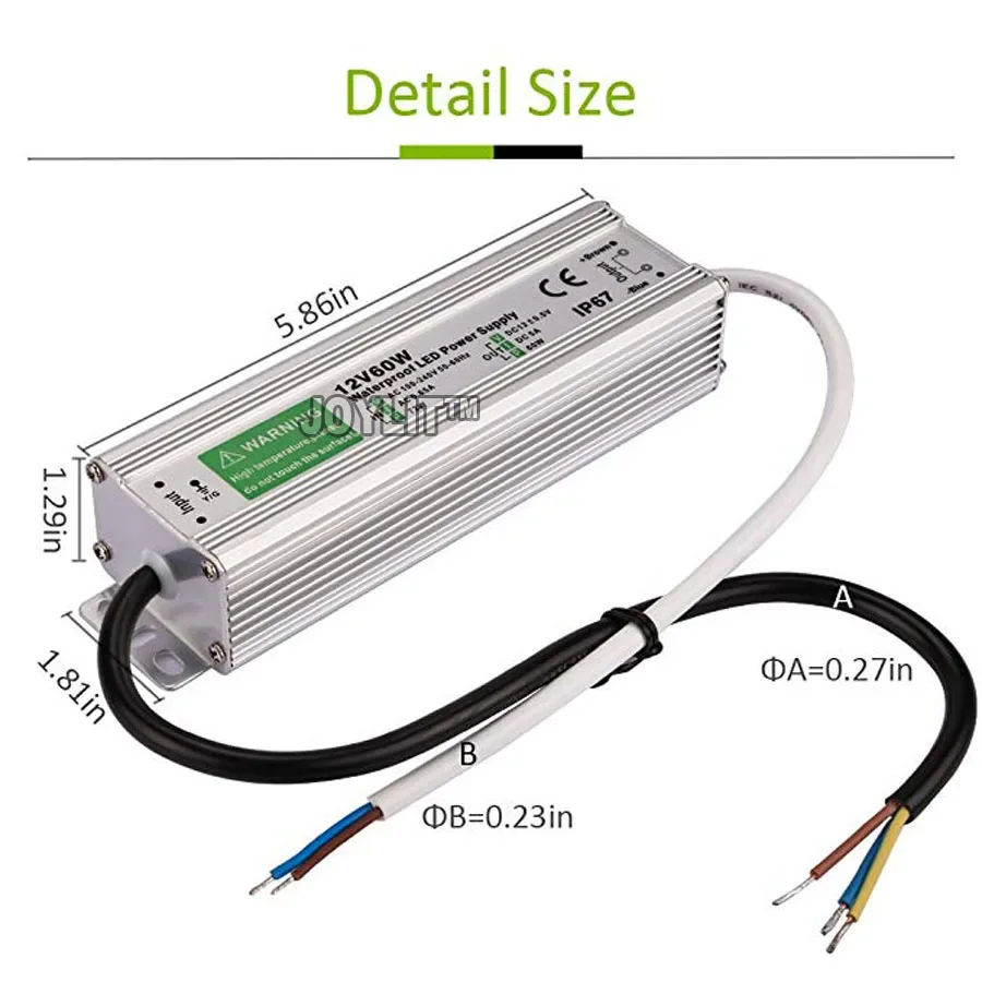 

10pcs DC12v Output 90V-250V/5A Waterproof 60W IP67 LED Lighting Transformer Power Supply Driver Adapter To For LED Light