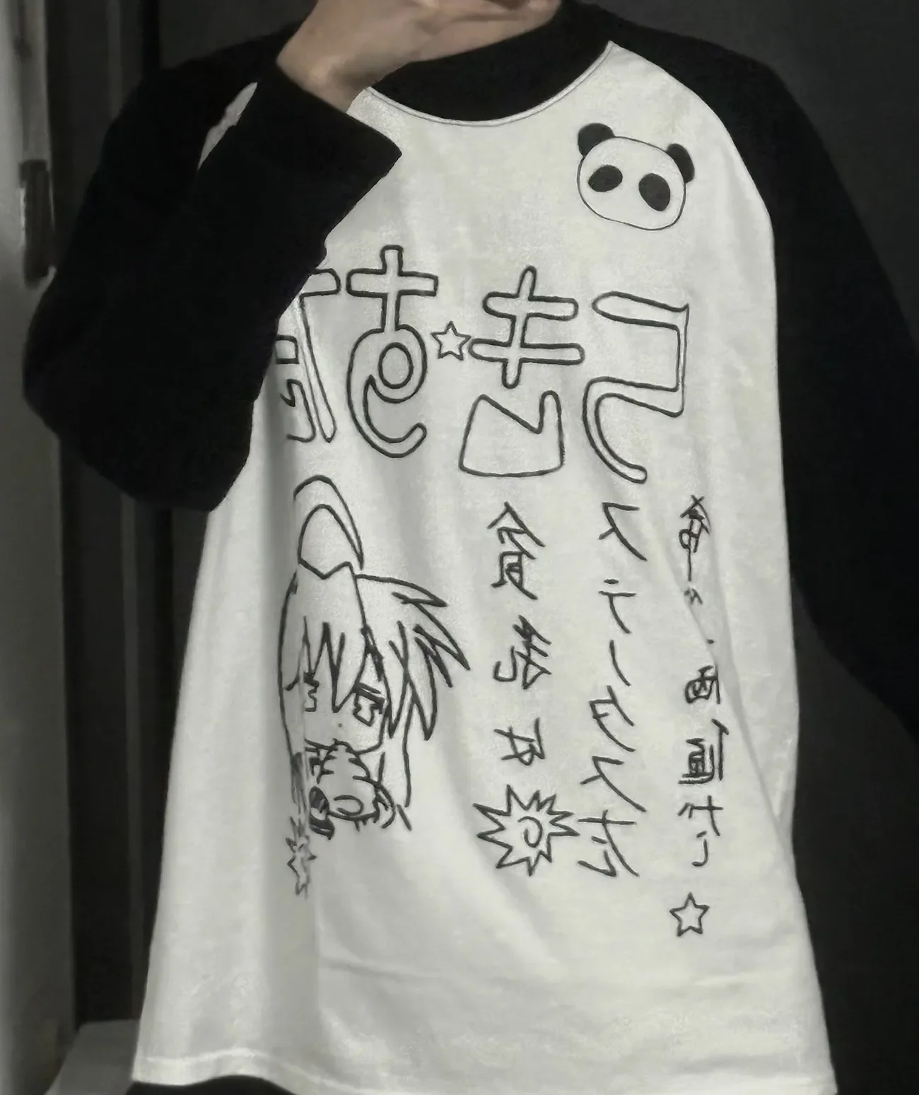 

Japanese Cute Anime Print Cotton Contrast Color Long Sleeved T-shirt for Women Autumn New Harajuku Graphic T Shirts Y2k Top