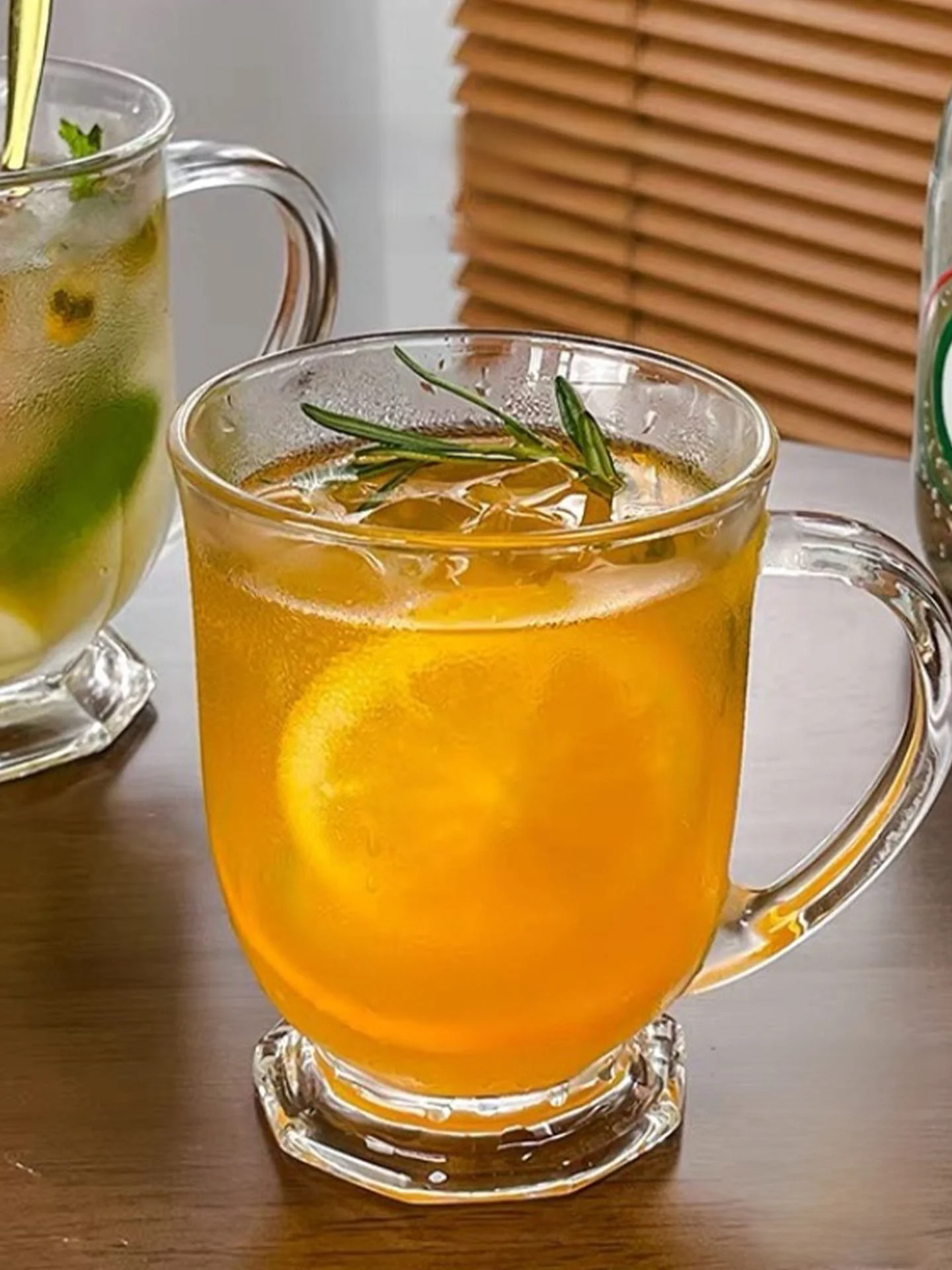 

Large Capaci Glass Cup with Handle JOJOS L PDsolemn Ins Sle Vintage Red Glowing Big Mouth Cup for Juice Single Layer Non-...