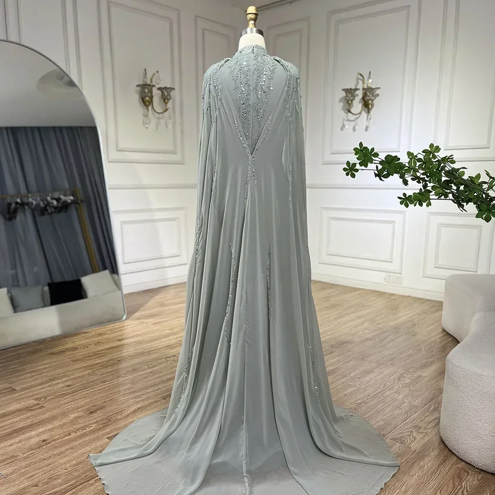 Serene Hill Muslim Sage Green Mermaid Cape Beaded Satin Evening Dresses  Gowns For Party 2025 LA72413A Customized - AliExpress 320