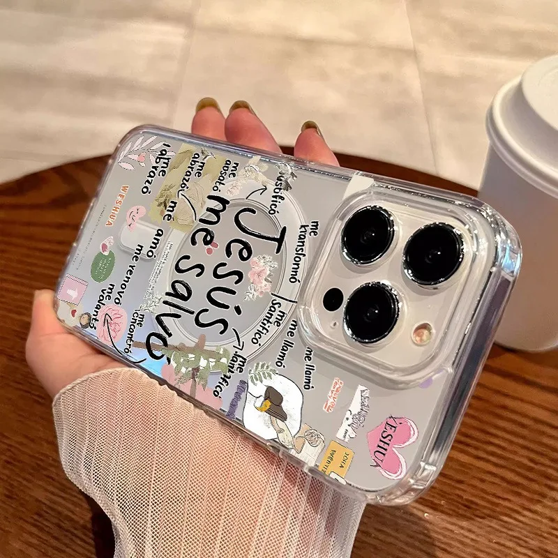 Mobile phone case: hand-painted with  suction ring to support wireless charging, suitable for iPhone 17/16/15/14/13/12 series