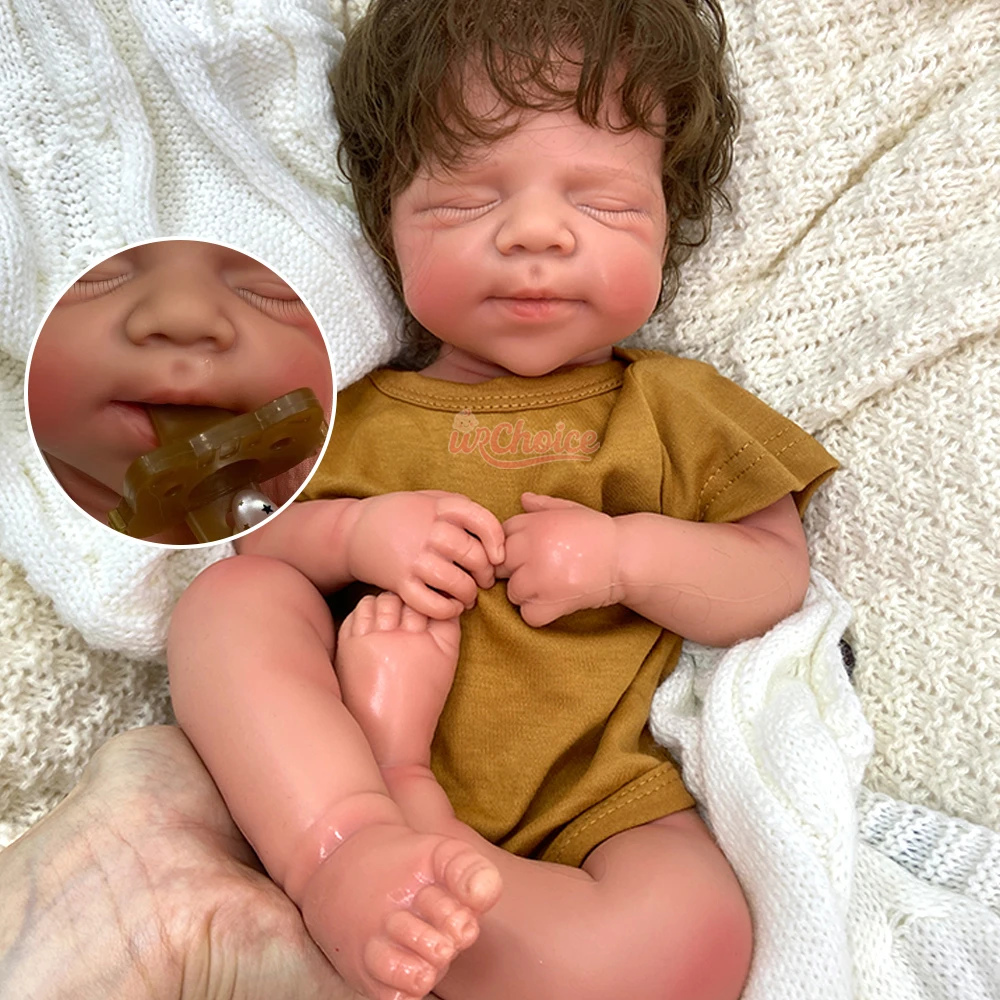 20Inch High Realism Solid Silicone Reborn Boy Handmade Soft Exquisite Texture Details Can Use Pacifiers Doll for Adult Collectors