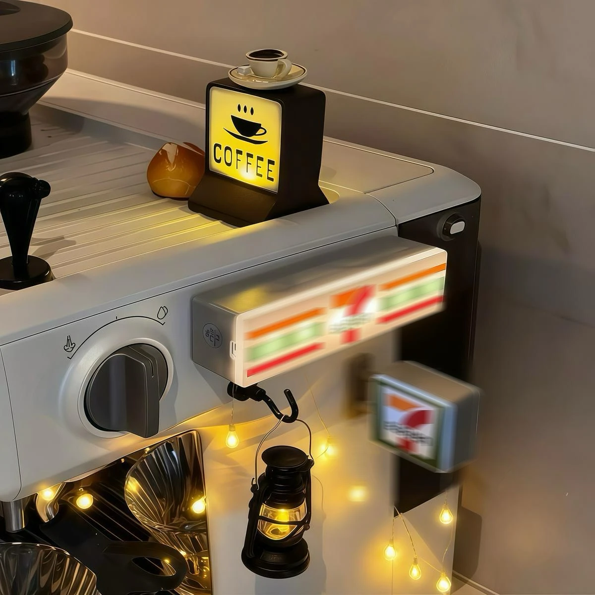 Hot Convenience Store Fridge Magnet Miniature Model Magnetic Attraction Decorate Night Light Atmosphere Light Glowing Signboard