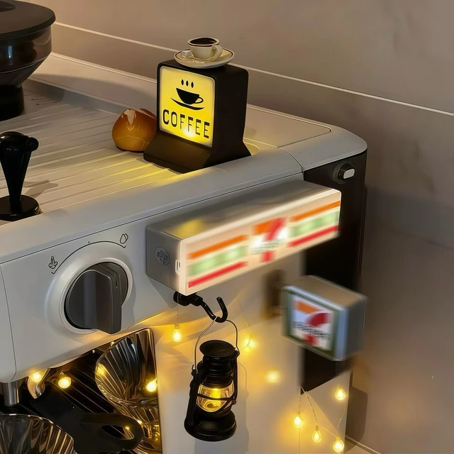 Hot Convenience Store Fridge Magnet Miniature Model Magnetic Attraction Decorate Night Light Atmosphere Light Glowing Signboard