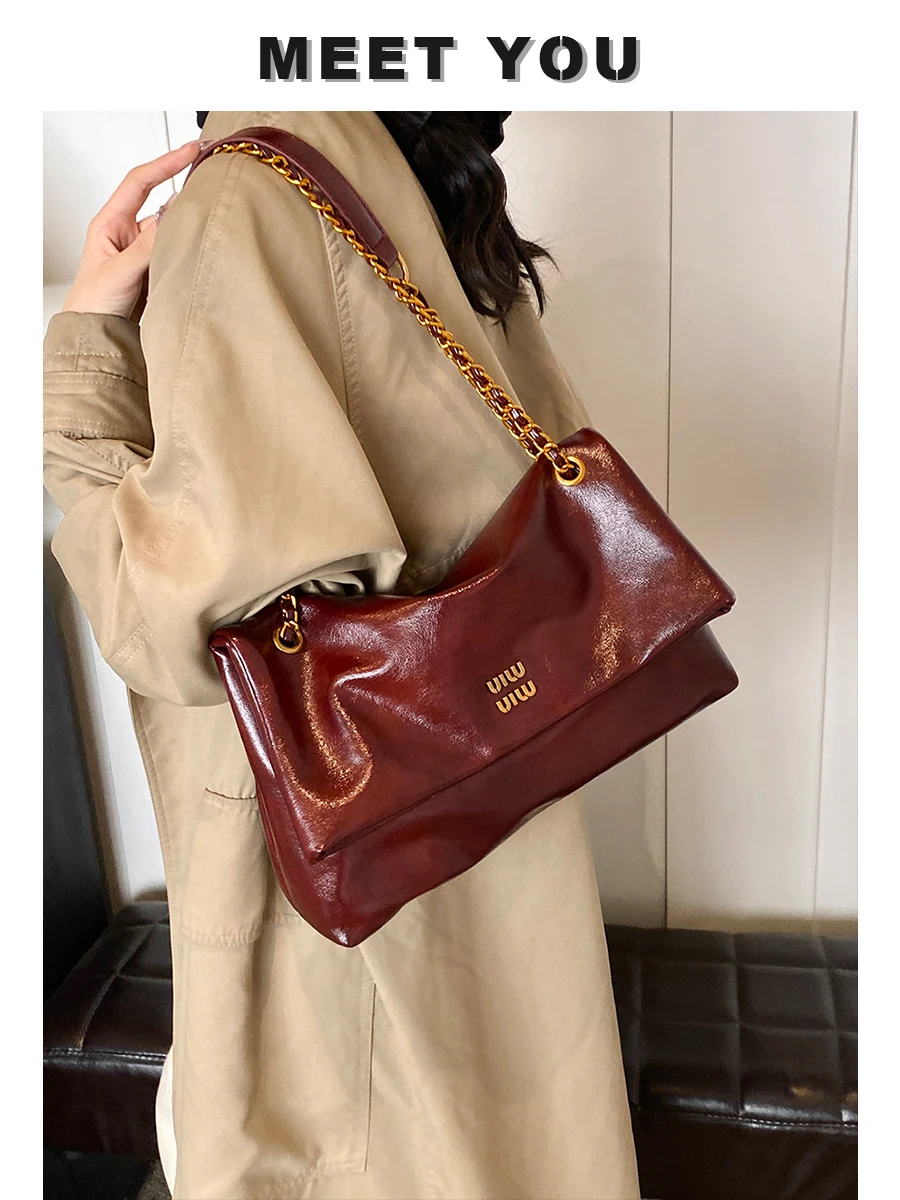

Luxury designer large-capacity underarm tote bag women's 2025 new Korean version of the high-end chain shoulder messenger bag