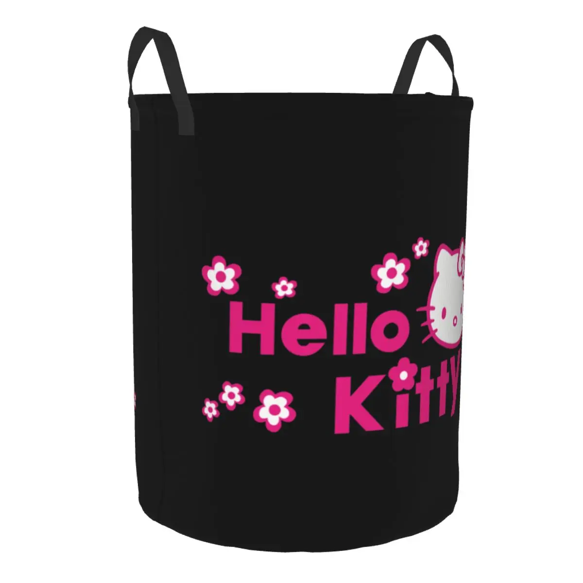 Custom Hello Kitty Anime Cat Cartoon Laundry Basket Collapsible Clothes Hamper for Baby Kids Toys Storage Bin