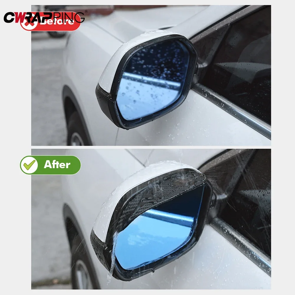 2Pc Car Rearview Mirror Rain Eyebrow Carbon Fiber Universal Auto Clear Rear View Rainproof Protector Stickers for Car Accessorie