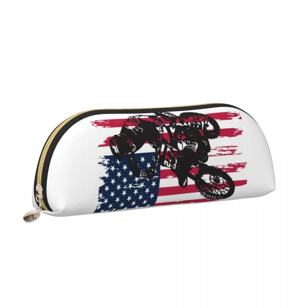 ダートバイクモトクロス米国アメリカ国旗鉛筆ケースペンホルダー収納文具用品大容量収納ペンボックス鉛筆バッグ