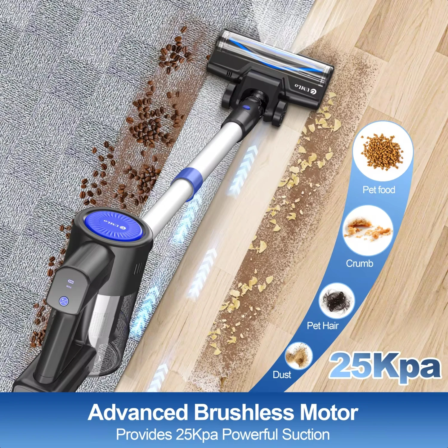 S500 Cordless Vacuum Cleaner, 235W 25Kpa Brushless Motor, 40Min Runtime, Lightweight Bagless Vacuum  Household Cleaning Engine