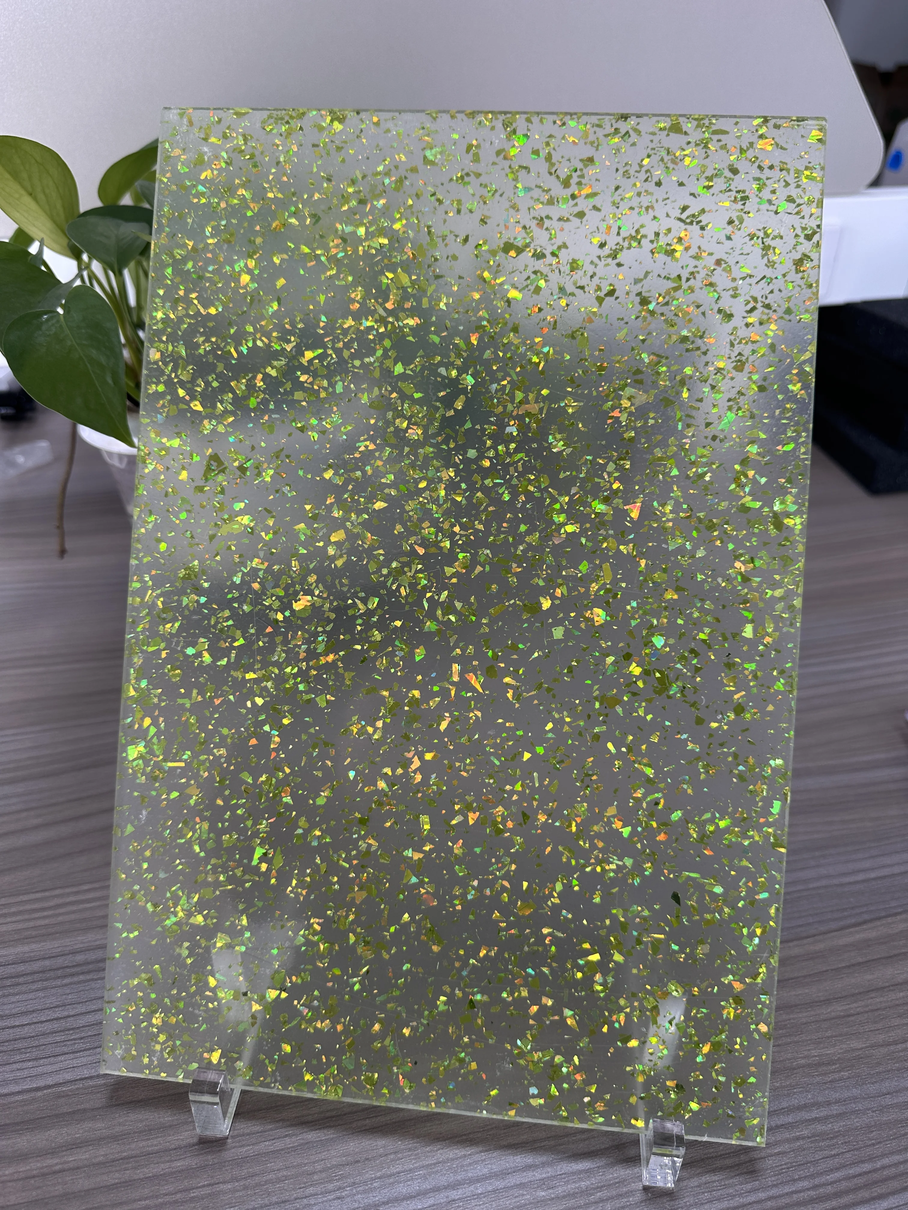 3mm Thick Translucent Acrylic Sheet Green Irregular Glitter 12x8 & 12x12 Inches for Home Decoration And Handicraft Making