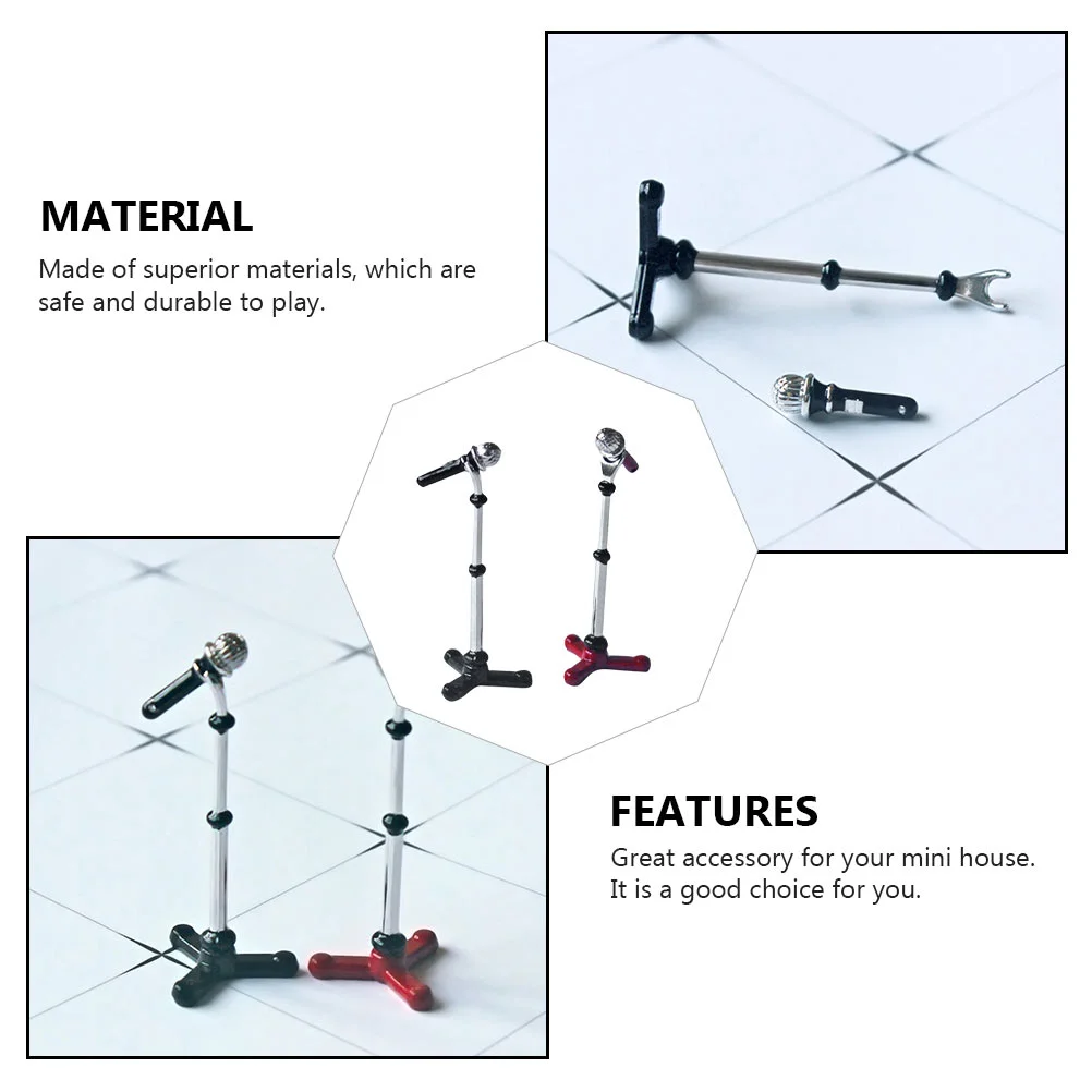 2 ชุดวงเล็บขนาดเล็กจําลองไมโครโฟนเด็กทารกของเล่นเด็ก Miniature Alloy ของเล่น House เครื่องประดับ