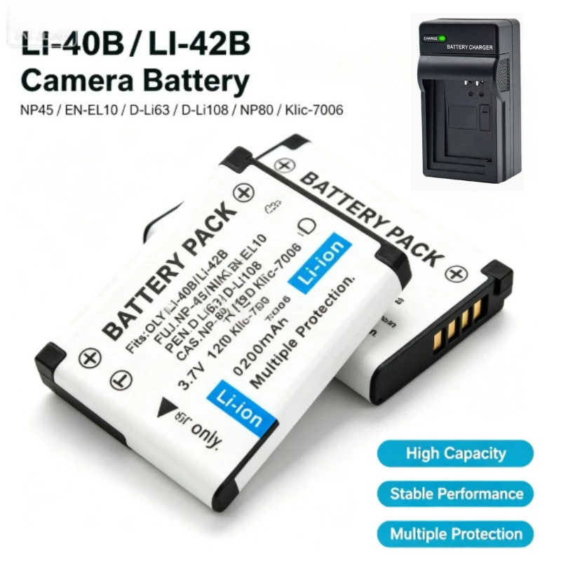 1500mAh EN-EL10 Li-42B Li-40B NP-45 D-Li63 D-Li108 NP-80 Camera Battery for Nikon for OLYMPUS for FUJIFILM for Pentax for Casio