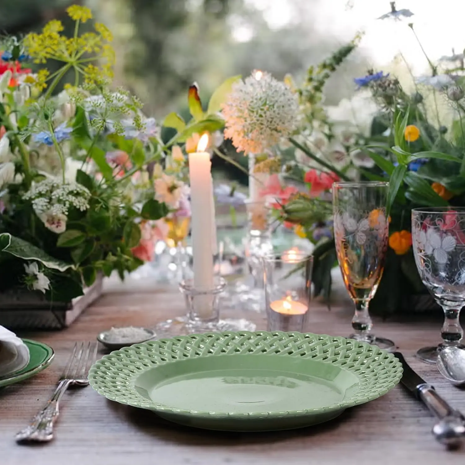 أطباق عشاء رشيقة بحافة واسعة مقاس 12 بوصة، طبق مستدير كبير جدًا، مجموعة صينية تقديم سكالوب مكونة من 4 قطع، للمطعم، كي