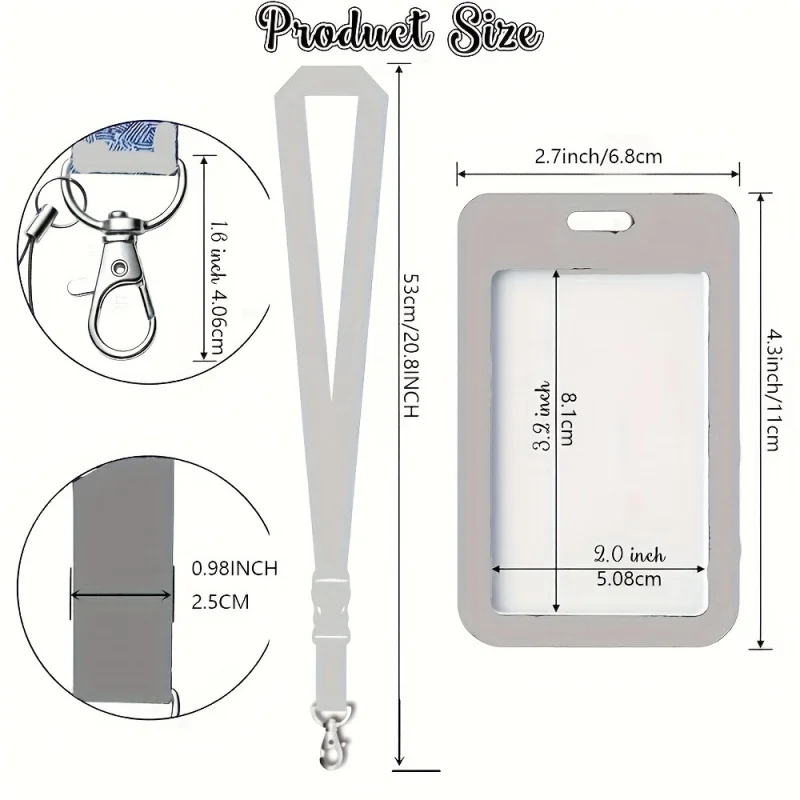 Black Neck Lanyard Badge Holder Set with Detachable Strap and Card Slot - Durable Polyester, Easy Access Design for IDs & Cards - view 2