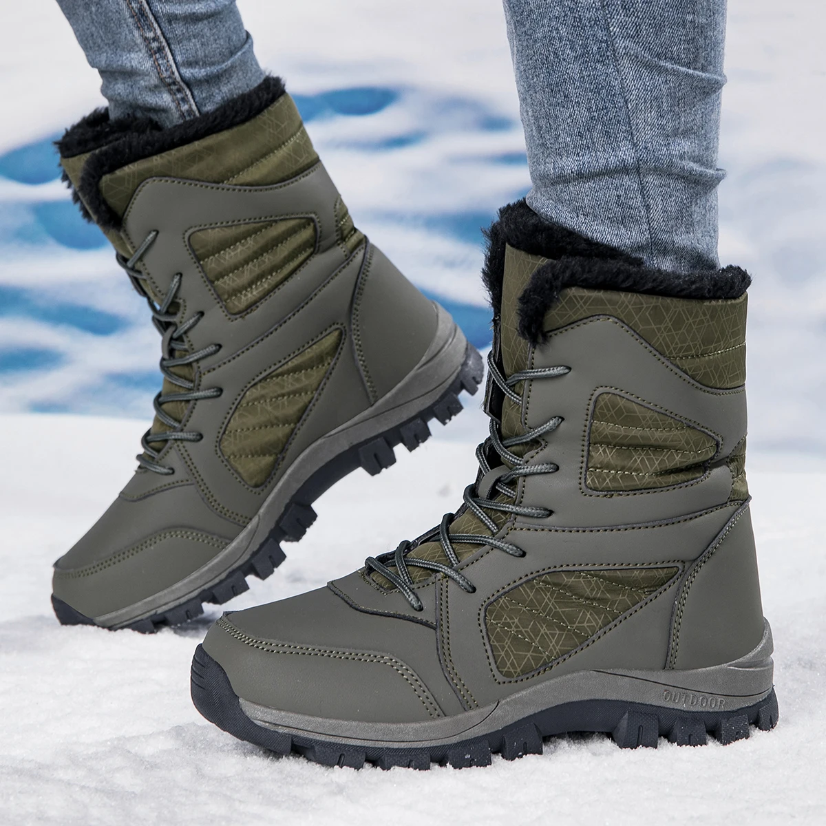 

Winter Boots, Men's Ankle Boots Outdoor Waterproof Hiking Lightweight Oad Shoes Sports Anti Slip Tactical Boots Large Size 47