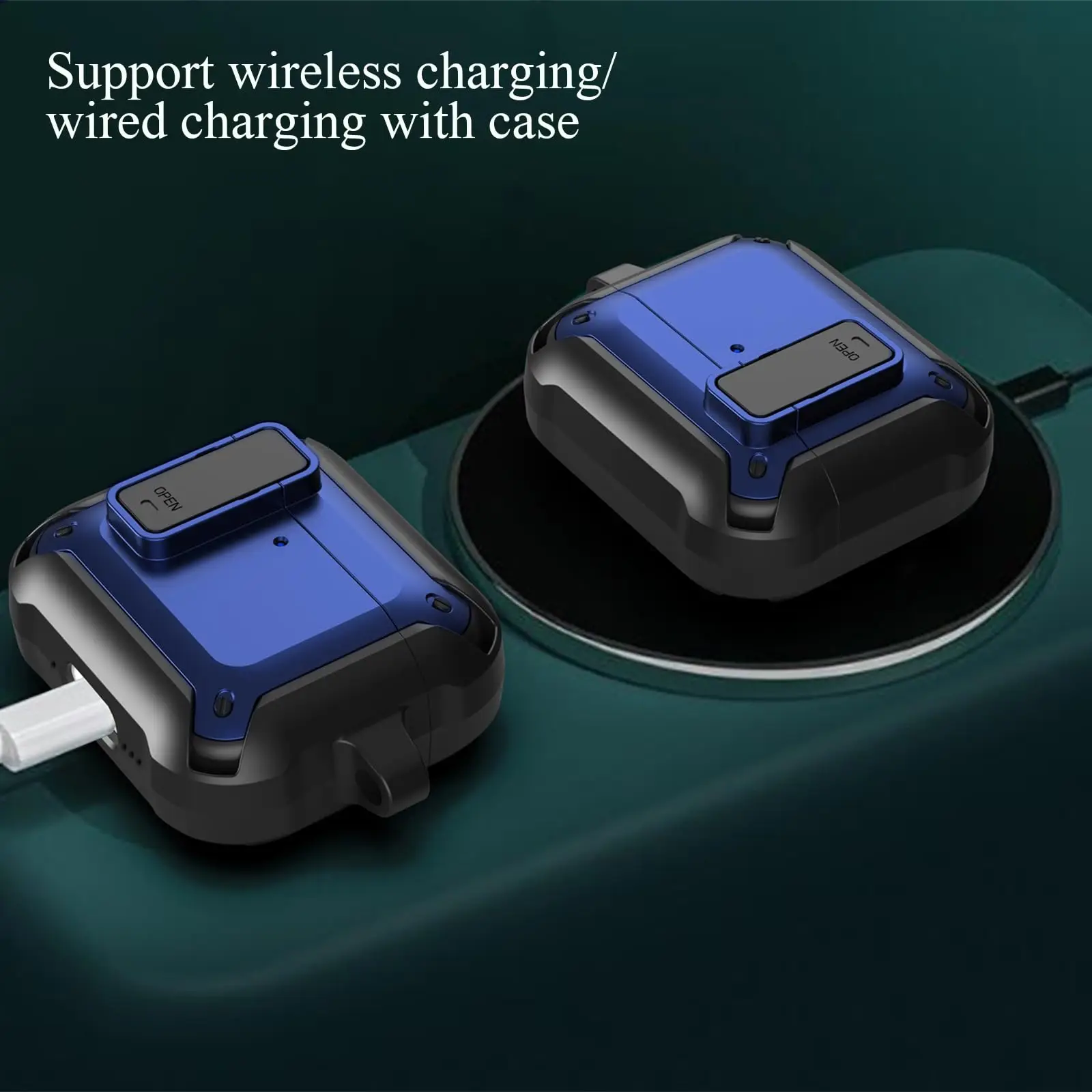 Para AirPods 4 2024 funda con bloqueo de interruptor funda protectora a prueba de golpes con Kit de limpieza funda para auriculares con cordón para AirPods 4 generación