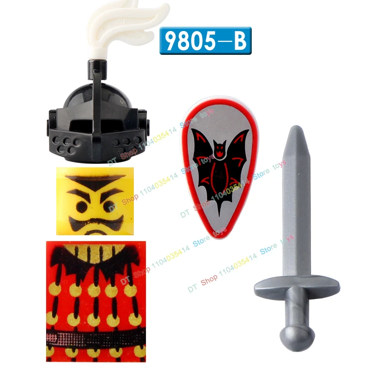 Medieval Bat Black Dragon Bull King Knight Accessories Shield Armor Building Block Action Figures Toys AX9805 AX9806 AX9807