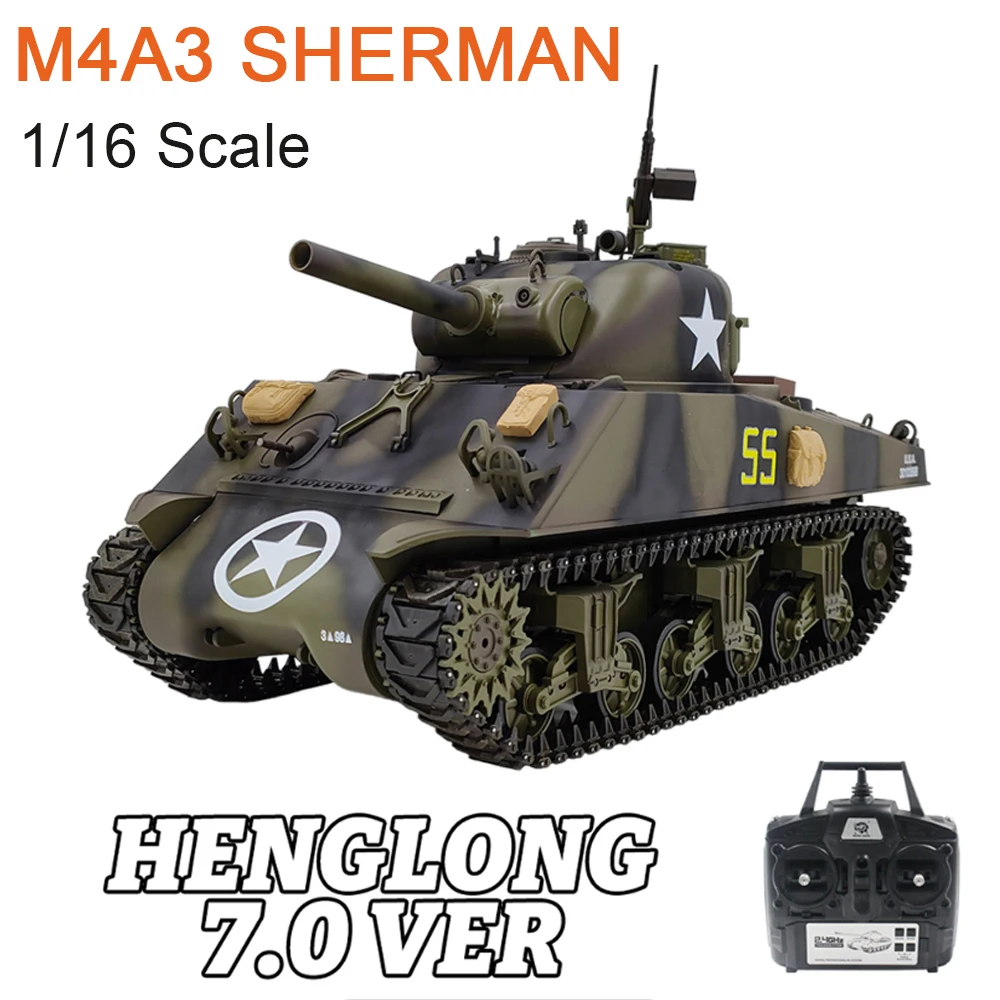 2025 Rc Carro Armato Heng Lungo 1/16 Americano M4a3 Sherman Elettrico Modello di Carro Armato di Controllo Remoto Barile Telescopico Modello Militare RC Giocattoli